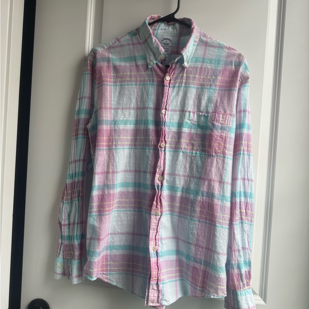 Brooks Brothers Pink and Blue Plaid Shirt